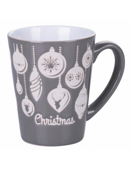 TAZZA NATALE MUG STONEWARE 325ML  GRIGIO