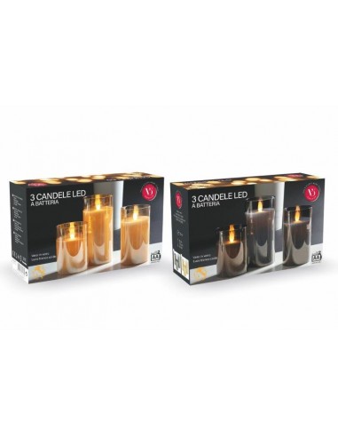 SET 3 CANDELE LED VASO VETRO 2ASS SET 3 CANDELE LED VASO VETRO 2ASS