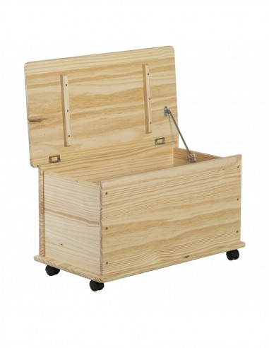 BAULE IN PINO CON RUOTE 73X39X43,5CM BAULE IN PINO CON RUOTE 73X39X43,5CM