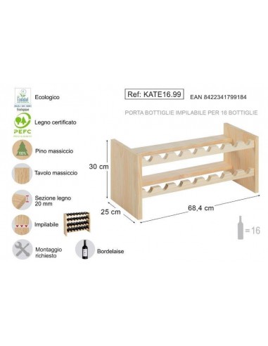PORTABOTTIGLIE PINO  KATEA 16 POSTI PORTABOTTIGLIE PINO  KATEA 16 POSTI