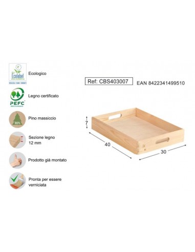 CASSETTA IN PINO 40X30X7CM CASSETTA IN PINO 40X30X7CM