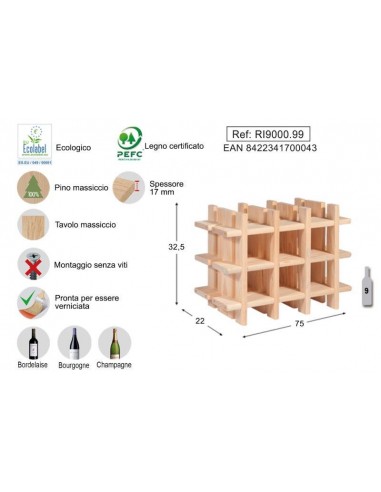 PORTABOTTIGLIE RIOJA COMPONIBILE 9 POSTI PORTABOTTIGLIE RIOJA COMPONIBILE 9 POSTI