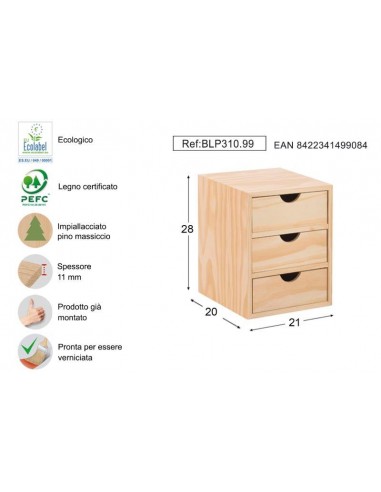 MINI CASSETTIERA PINO 3 CASSETTI... MINI CASSETTIERA PINO 3 CASSETTI...