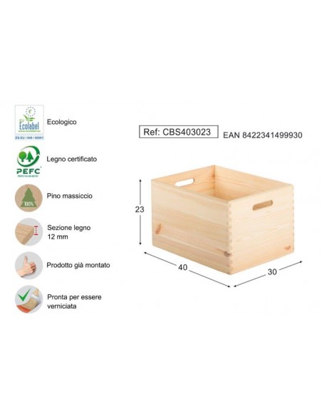 CASSETTA IN PINO 40X30X23CM
