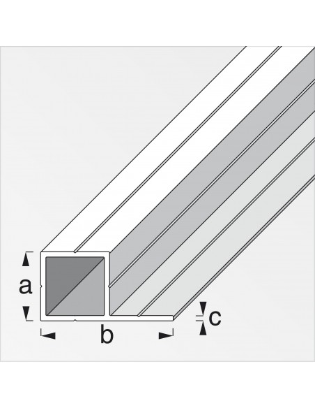TUBO QUADRATO 1 LATO IN ALLUMINIO 23,5X45,5 MT.1