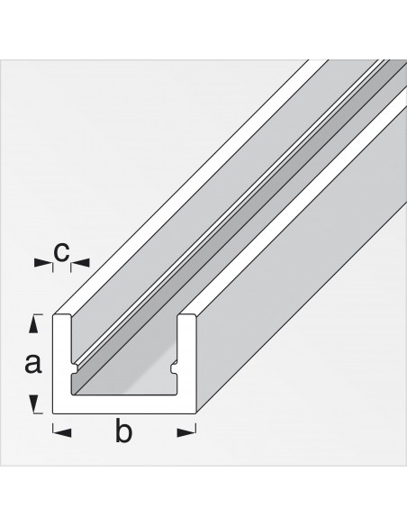 PROFILO A U 10X16,5 ALLUMINIO ARGENTO 1 METRO