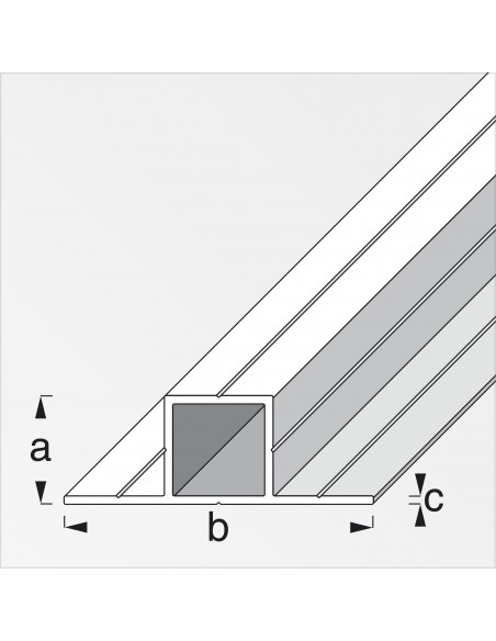 TUBO QUADRATO 23,5 2 LATI 180° ALLUMINIO 1 METRO