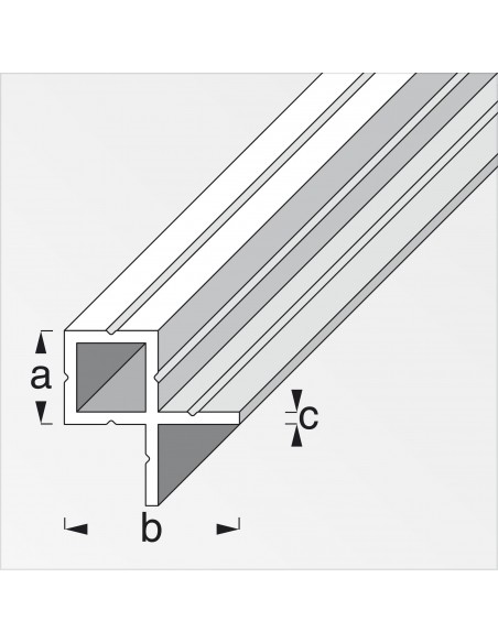 TUBO QUADRATO 23,5 2 LATI INTERNI ALLUMINIO 1 METRO