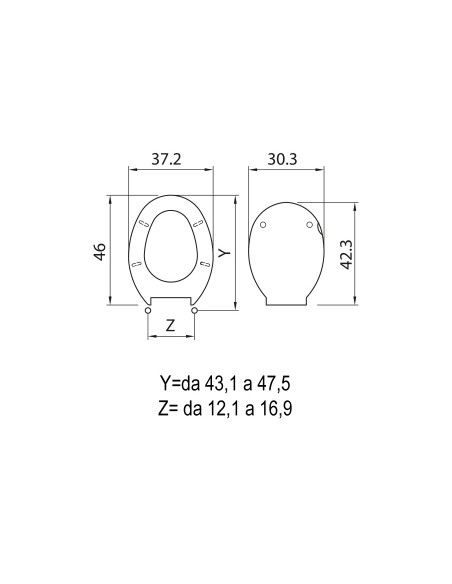 SEDILE WC Z/2 BIANCO CERNIERA H012 NYLON