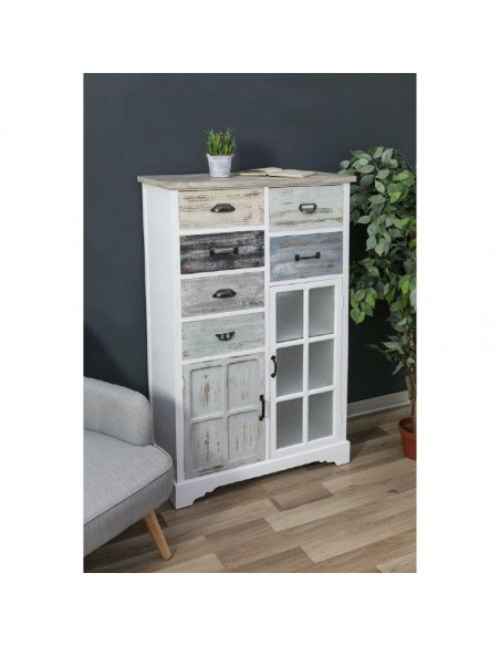 MOBILETTO IN LEGNO 6 CASSETTI E 2 SPORTELLI