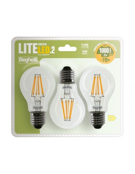 LAMPADINA FILAMENTO LED2 GOCCIA E27 7W 2700K PZ.3