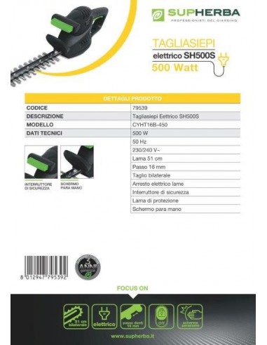 SUPHERBA TAGLIASIEPI 500W TG.51 SUPHERBA TAGLIASIEPI 500W TG.51