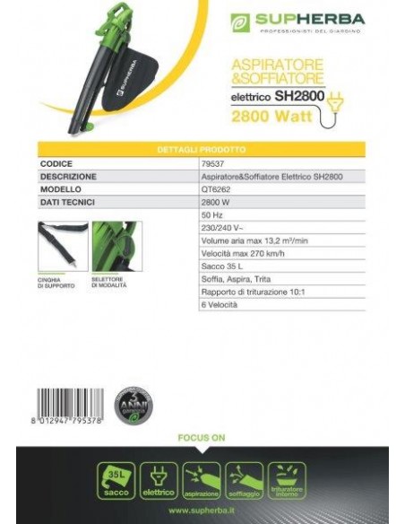 SUPHERBA ASPIRATORE/SOFFIATORE 2800W