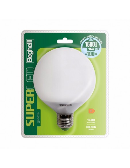 LAMPADINA SUPERLED  GLOBO E27 16W 6500K