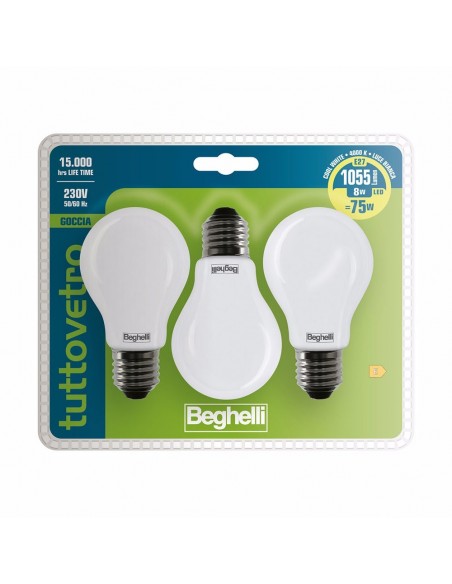 LAMPADINA LED OPALE GOCCIA 8W E27 4000K PZ.3 MULTIPACK