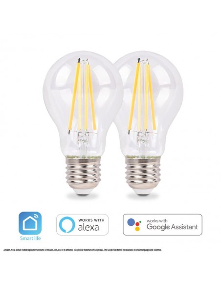 SET 2 LAMPADINE LED FILAMENTO INTENSITA' REGOLABILE SMART E27 NATURALE