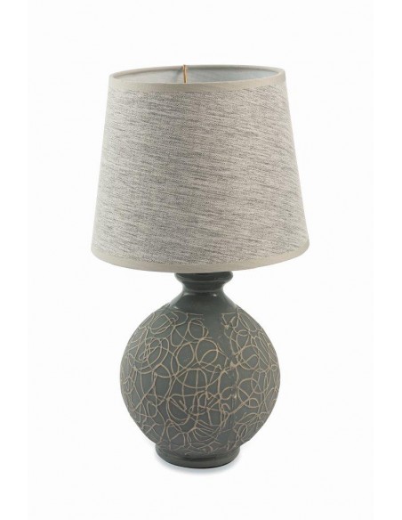 LAMPADA DA TAVOLO ABAT-JOUR BASE ROTONDA GRIGIA