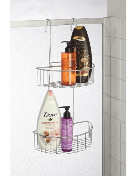MENSOLA DOCCIA 2 RIPIANI IN ACCIAIO CROMATO
