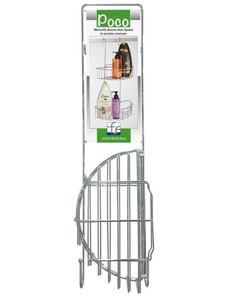 MENSOLA DOCCIA 2 RIPIANI IN ACCIAIO CROMATO