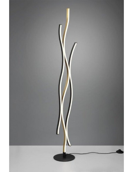 BLAZE PIANTANA LED ONDULATA METALLO OTTONE E NERO CON REGOLAZIONE INTENSITA' E TEMPERATURA LUCE CON INTERRUTTORE H. 138CM