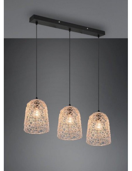 LOVIS SOSPENSIONE 3 DIFFUSORI IN RATTAN NATURALE L. 76CM