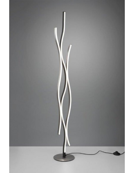 BLAZE PIANTANA LED ONDULATA METALLO ALLUMINIO E NERO CON REGOLAZIONE INTENSITA' E TEMPERATURA LUCE CON INTERRUTTORE H. 138CM