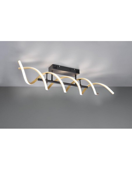SEQUENCE SOSPENSIONE LED SPIRALE METALLO OTTONE E NERO CON REGOLAZIONE INTENSITA' E TEMPERATURA LUCE CON INTERRUTTORE L. 90CM