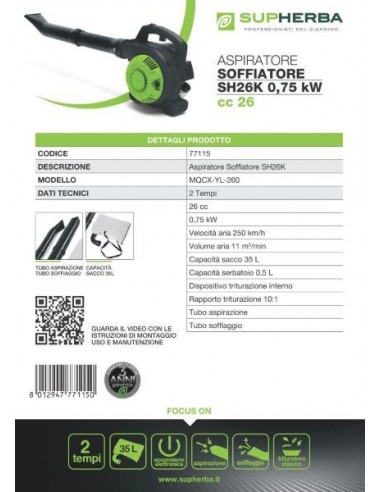 SUPHERBA ASPIRATORE/SOFFIATORE 2T 26CC SUPHERBA ASPIRATORE/SOFFIATORE 2T 26CC
