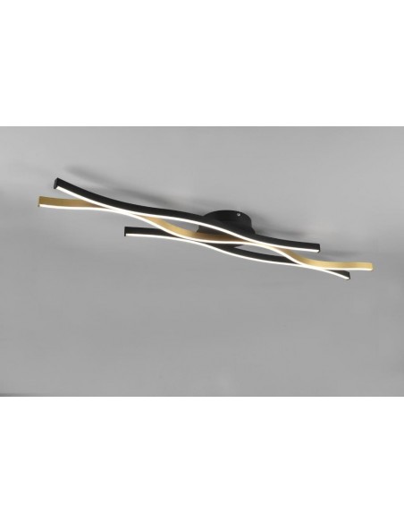 BLAZE PLAFONIERA LED ONDULATA METALLO OTTONE E NERO CON REGOLAZIONE INTENSITA' E TEMPERATURA LUCE CON INTERRUTTORE L. 108CM