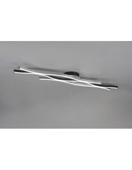 BLAZE PLAFONIERA LED ONDULATA METALLO ALLUMINIO E NERO REGOLAZIONE INTENSITA' E TEMPERATURA LUCE CON INTERRUTTORE L. 108CM