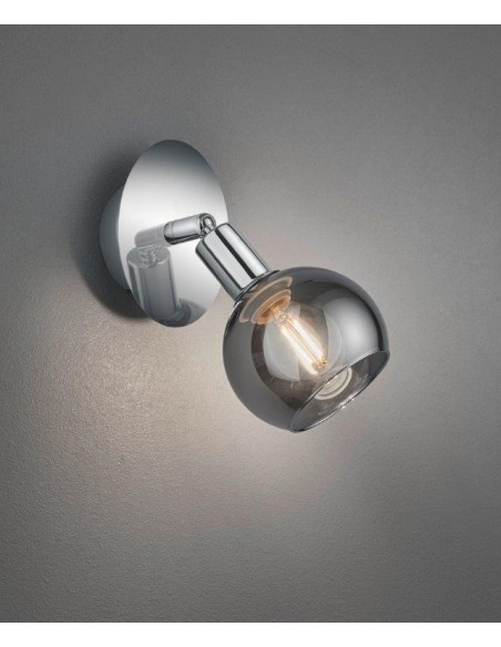 BREST SPOT SINGOLO METALLO CROMO CON VETRO FUME' H. 16CM