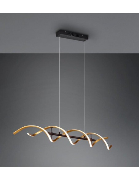 SEQUENCE SOSPENSIONE LED SPIRALE METALLO OTTONE E NERO REGOLAZIONE INTENSITA' E TEMPERATURA LUCE CON INTERRUTTORE L. 105CM