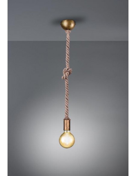 ROPE SOSPENSIONE CORDA ANNODATA E METALLO OTTONE ANTICATO