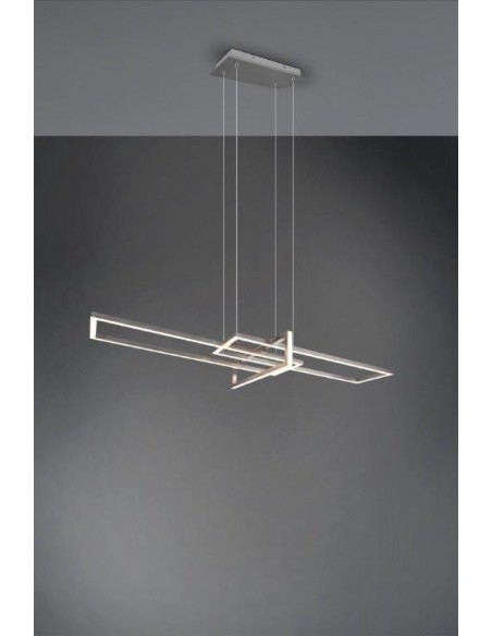 SALINAS SOSPENSIONE LED TRIPLO RETTANGOLO ACCIAIO SATINATO CON REGOLAZIONE INTENSITA' CON INTERRUTTORE L. 110CM