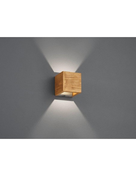 BRAD APPLIQUE LED LEGNO CUBO BI-EMISSIONE SMD OSRAM CON REGOLAZIONE INTENSITA' CON INTERRUTTORE L.11X11CM