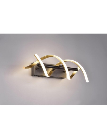 SEQUENCE APPLIQUE LED SPIRALE METALLO OTTONE E NERO CON REGOLAZIONE INTENSITA' E TEMPERATURA LUCE CON INTERRUTTORE H. 47CM