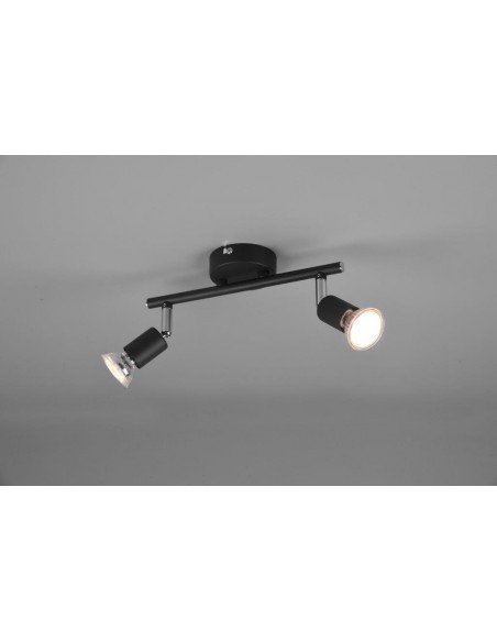 PARIS SENZA LAMPADINA BARRA 2 LUCI NERO ATTACCO GU10 L. 25CM