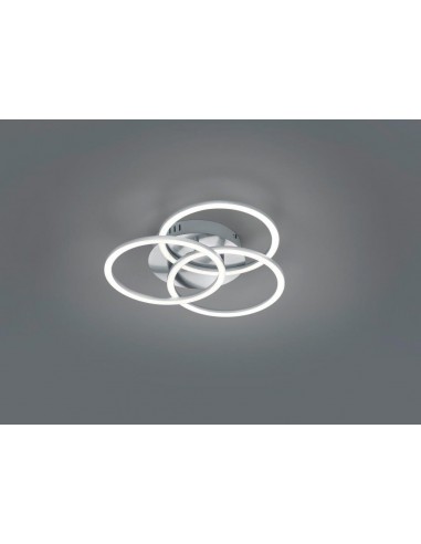 CIRCLE PLAFONIERA LED ACCIAIO SATINATO 3 CERCHI ORIENTABILI CON TELECOMANDO MULTIFUNZIONE L. 41CM