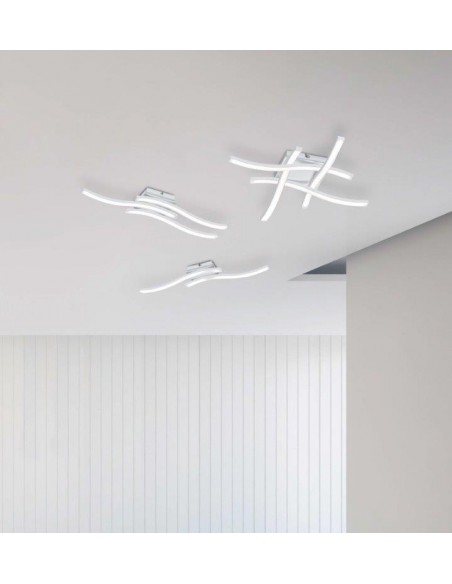 ROUTE PLAFONIERA LED 4 BACCHETTE ONDULATE BIANCA 45,2CMX45,2CM