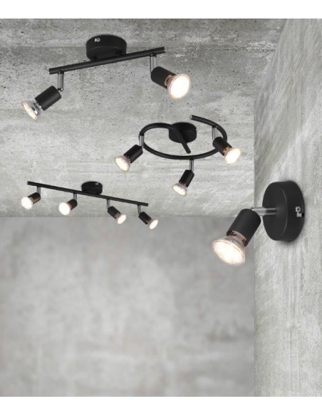 PARIS SENZA LAMPADINA BARRA 2 LUCI NERO ATTACCO GU10 L. 25CM