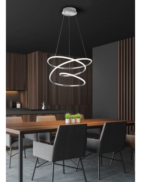 BOLOGNA SOSPENSIONE LED CROMO CON DIMMERAZIONE AD INTERRUTTORE D.50CM