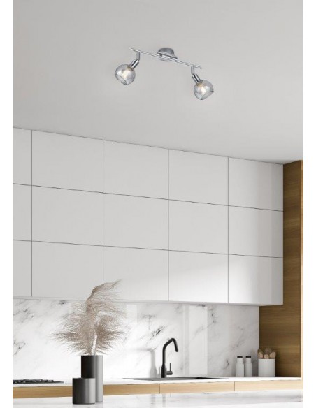 BREST BARRA 2 SPOTS METALLO CROMO CON VETRI FUME' L. 40CM