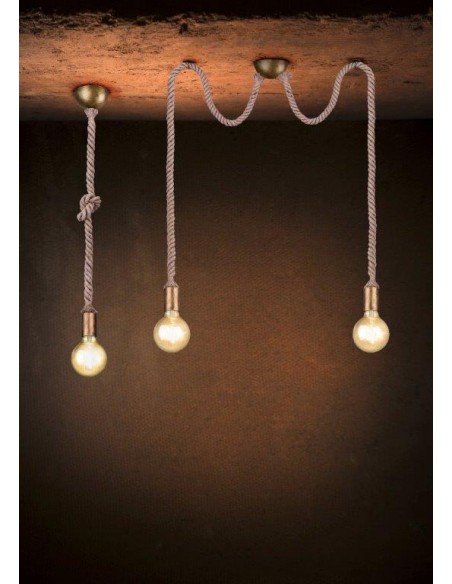 ROPE SOSPENSIONE DOPPIA CORDA ANNODATA E METALLO OTTONE ANTICATO