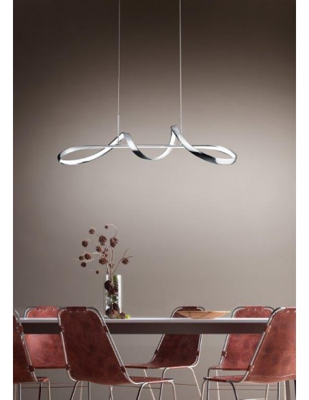 PERUGIA SOSPENSIONE LED CROMO CON DIMMERAZIONE AD INTERRUTTORE L.80CM