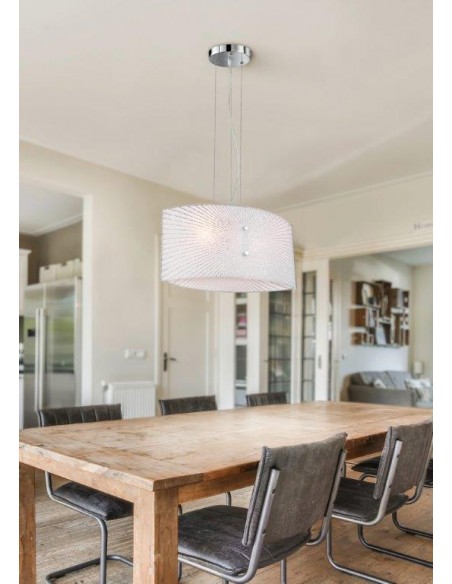 ELISA SOSPENSIONE DOPPIO VETRO DECORO E GRANIGLIA DI VETRO L. 40CM