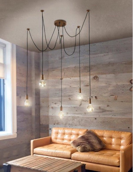 CORD SOSPENSIONE RAGNO FILI REGOLABILI RAME ANTICO MAX H. 200 PER SINGOLO CAVO