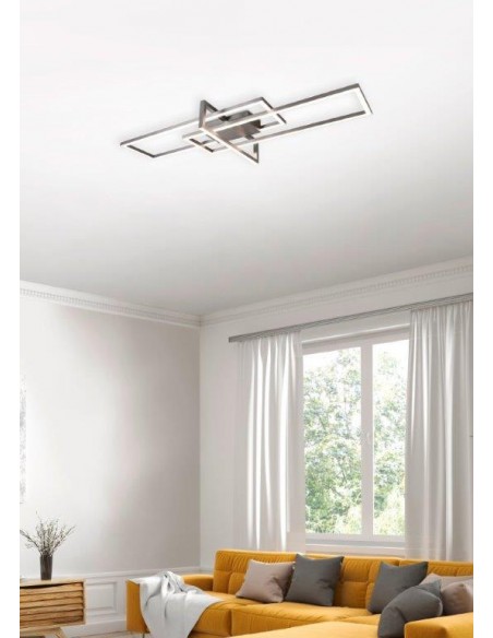 SALINAS PLAFONIERA LED TRIPLO RETTANGOLO ACCIAIO SATINATO CON REGOLAZIONE INTENSITA' CON INTERRUTTORE L. 100CM