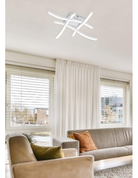 ROUTE PLAFONIERA LED 4 BACCHETTE ONDULATE BIANCA 45,2CMX45,2CM