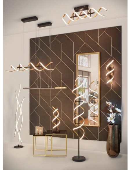 SEQUENCE APPLIQUE LED SPIRALE METALLO OTTONE E NERO CON REGOLAZIONE INTENSITA' E TEMPERATURA LUCE CON INTERRUTTORE H. 47CM