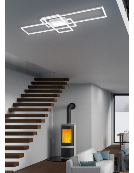 IRVINE PLAFONIERA LED 3 RETTANGOLI BIANCA CON TELECOMANDO  REGOLAZIONE INTENSITA' E TEMPERATURA DELLA LUCE L.105CM